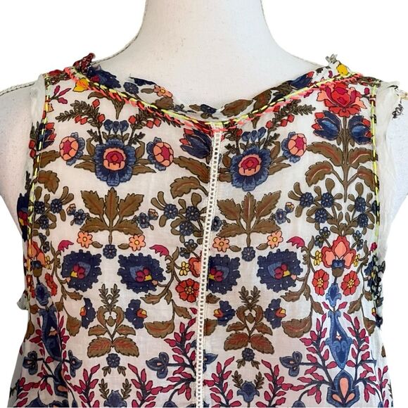 RAGA Womens Boho Floral Sleeveless Top Size S Peasant Festival Resort Vacation - Picture 5 of 10